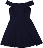 Teeze Me Juniors Off-The-Shoulder A-Line Mini Dress  Color Navy Size 3/4