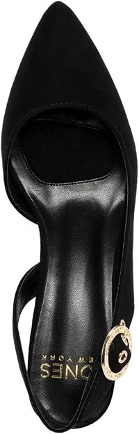 Jones New York Women's Fildy Patent Slingback Heeled Sandals Black Crinkle Size 9.5
