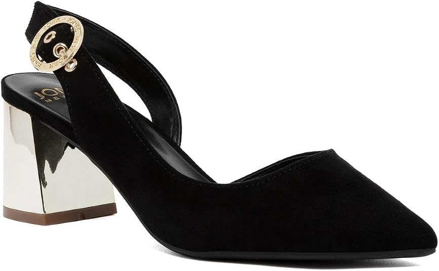 Jones New York Women's Fildy Patent Slingback Heeled Sandals Black Crinkle Size 9.5