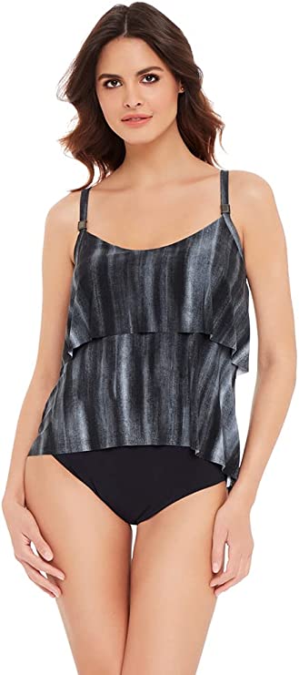 Magicsuit Muse Grace Soft Cup Adjustable Strap Tankini Top  Color Black Multi Size 10