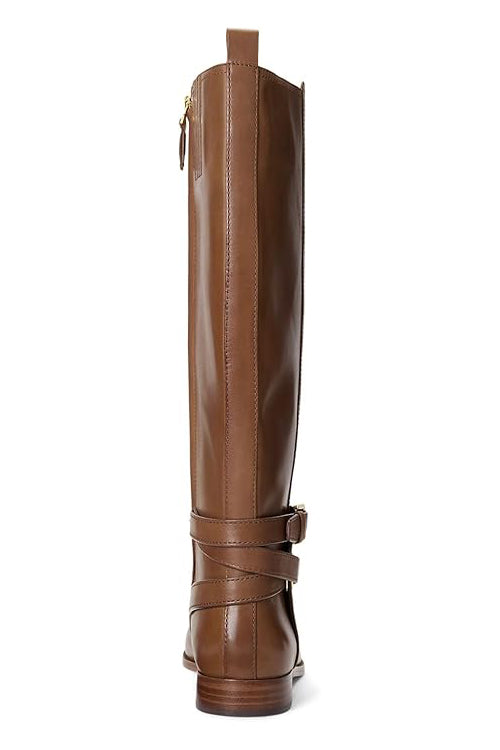 Lauren Ralph Lauren Women's Blayke Buckled Riding Boots  Deep Saddle Tan Size 6