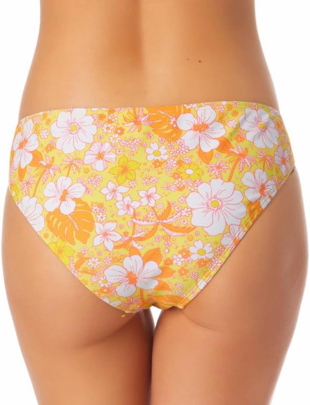 California Waves Juniors Printed Bikini Bottom  Color Yellow Print Size L