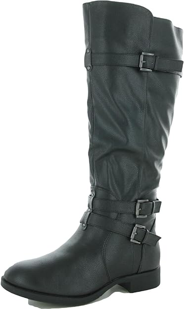 Journee Collection Women's Wide Calf Bite Almond Toe Knee-High Boots  Color Black Size 10M