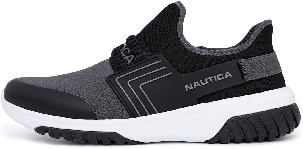 Nautica Men's Colnor Closed Toe Athletic Sneakers   Black/Charcoal Size 7.5