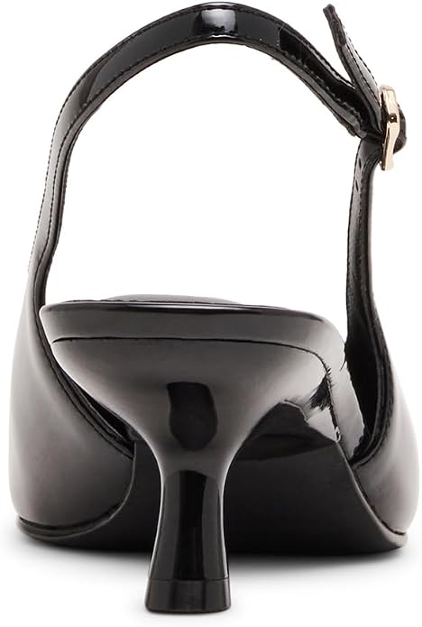 Madden Girl Women's Kitten Slingback Pointed Toe Pumps  Black Patent Size 8.5