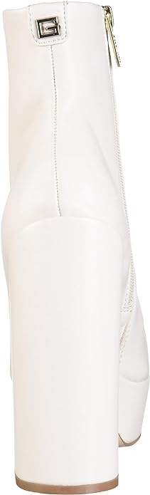 GUESS Women's Crafty Heavy Heeled Ankle Boots  Color Light Cream Size 5M