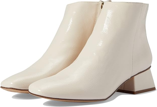 Circus NY Women's Daysi Kitten Block-Heel Ankle Boots  Color Vanilla Bean Crinkle Patent Size 6.5M