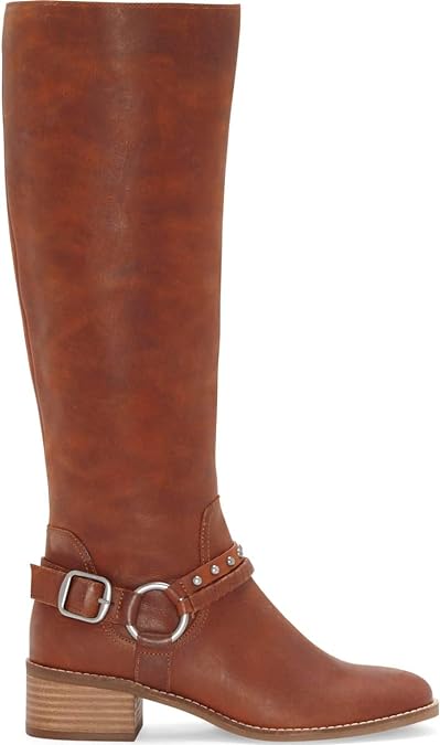 Lucky Brand Women's Karesi Leather Stacked Heel Knee-High Boots  Whiskey Size 6