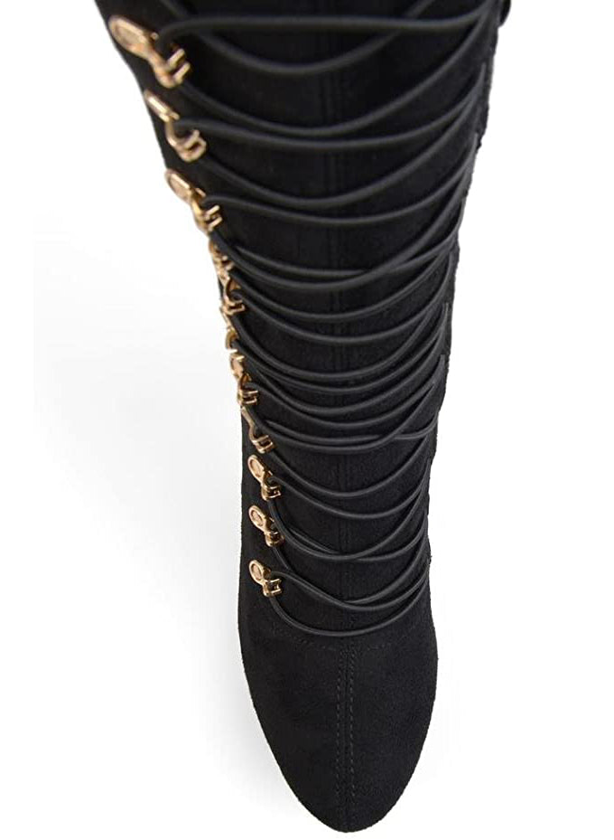 Brinley Co. Women's Trill Vintage Almond Toe Over-The-Knee Boots Color Black Size 12M