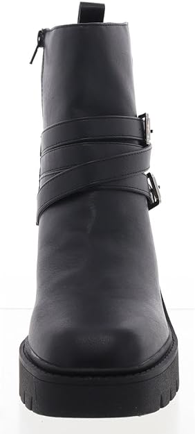 Madden Girl Women's Pike Moto Buckle Lug Sole Booties  Sand Size 9