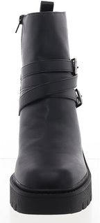 Madden Girl Women's Pike Moto Buckle Lug Sole Booties  Sand Size 9
