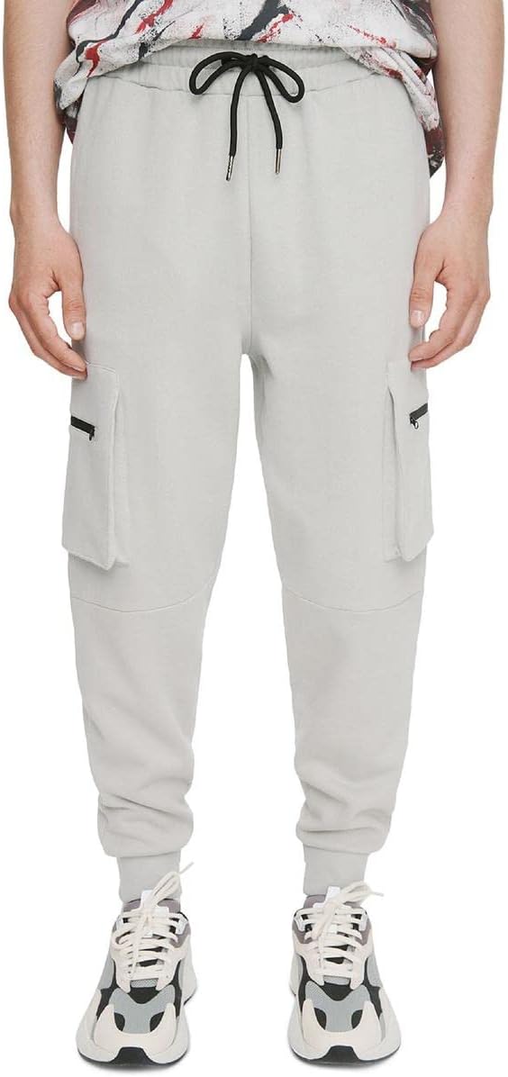 ELEVEN PARIS Men's Fleece Cargo Joggers  Color Gray Size S