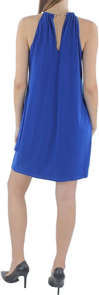 kensie Draped Snake-Chain Halter Dress  Color Cobalt Size 6