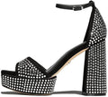 Sam Edelman Nellie Glitz Block Heel Ankle Strap Open Toe Heeled Sandals  Color Black Size 7M