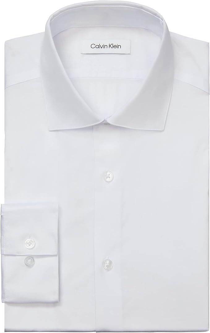Calvin Klein STEEL Men's Slim-Fit Non-Iron Dress Shirt  White 16.5 34/35