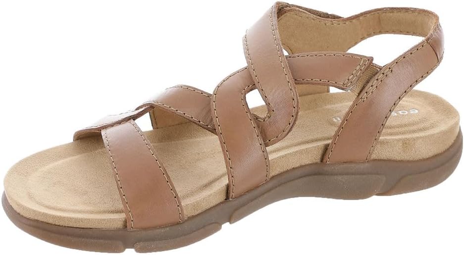 Easy Spirit Minny Criss-Cross Front Leather Slingback Sandal  Medium Brown Leather Size 8.5