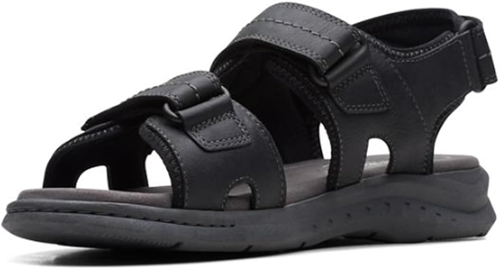 Clarks Men's Walkford Casual Walk Sandals  Color Black Leather Size 10.5M