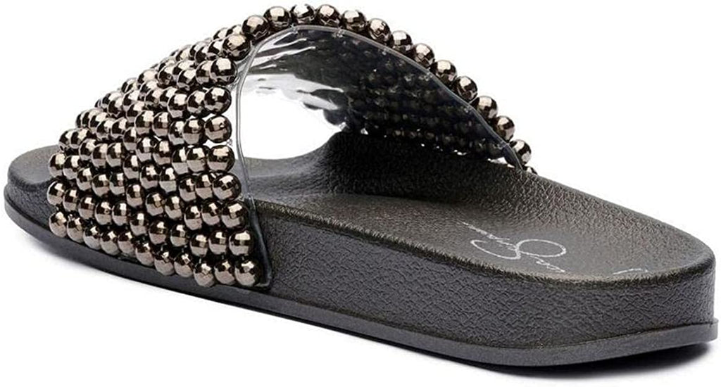 Jessica Simpson Women's Saycie Slip On Comfort Pool Slides  Color Gunmetal Size 6M