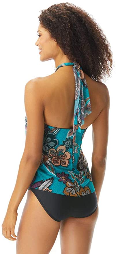 Coco Reef Tropical Cascade Bra Sized Crop Tankini Top  Color Dark Turquoise Size 38C