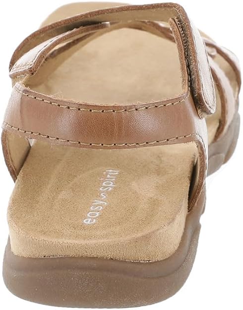Easy Spirit Minny Criss-Cross Front Leather Slingback Sandal  Medium Brown Leather Size 8.5