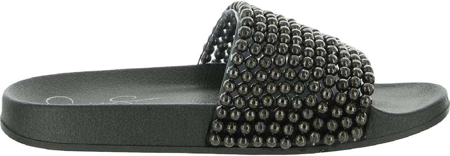 Jessica Simpson Women's Saycie Slip On Comfort Pool Slides  Color Gunmetal Size 6M