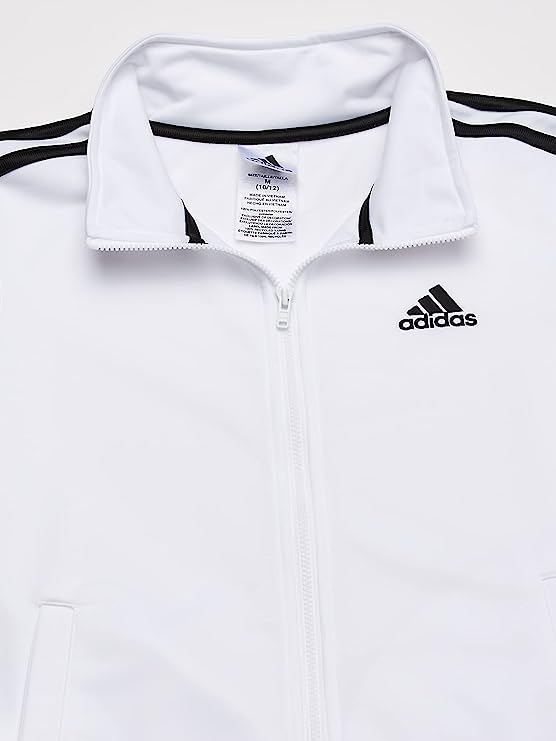 adidas Boys Zip Front Event Tricot Jacket  Color White Size XL (18-20)