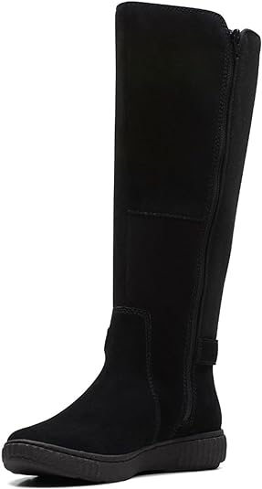 Clarks Women's Caroline Buckled Zip Riding Boots  Color Black Suede Size 5.5M