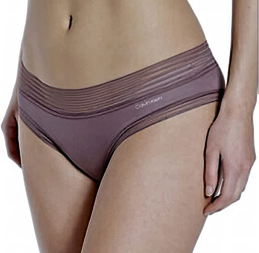 Calvin Klein Women's Striped-Waist Thong  Color Plum Dust Size XS