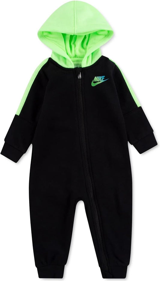 Nike Baby Boys Rise Hooded Coverall Romper Color Black Size 6 months