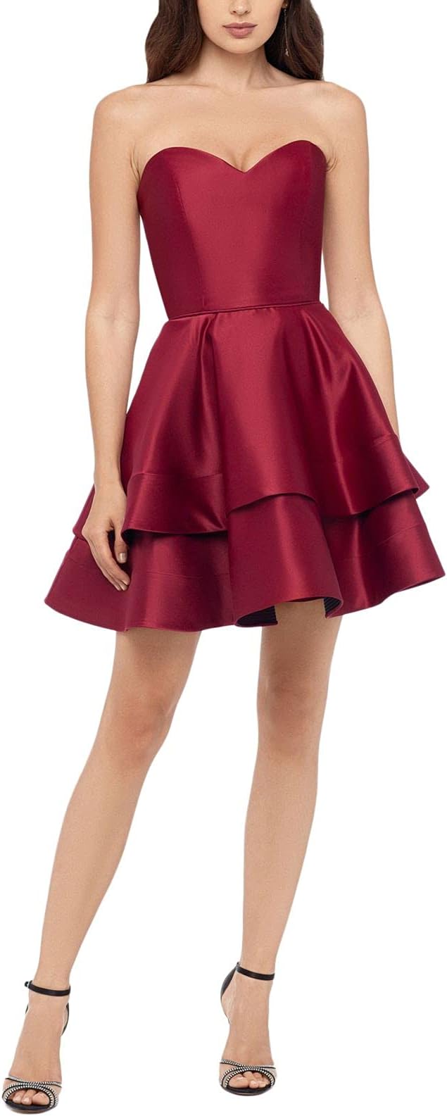 Blondie Nites Tiered Strapless Fit & Flare Dress  Color Red Size 1