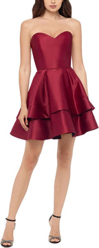 Blondie Nites Tiered Strapless Fit & Flare Dress  Color Red Size 1