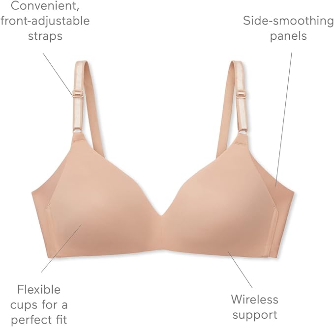 Warner's No Side Effects Wireless T-Shirt Bra  Black Size 36A