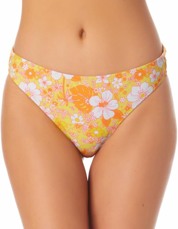 California Waves Juniors Printed Bikini Bottom  Color Yellow Print Size L