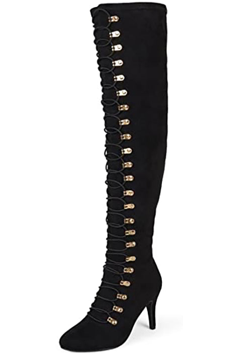 Brinley Co. Women’s Trill Vintage Almond Toe Over-The-Knee Boots  Color Black