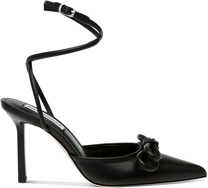 Steve Madden Women's Sherise Rhinestone Bow Pump  Black Leather Size 8.5