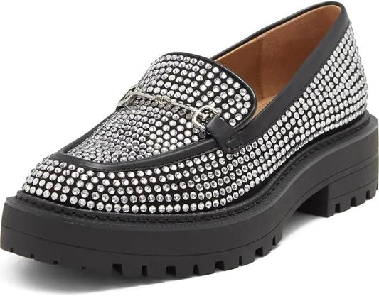 Sam Edelman Women's	Laurs Fashion Rounded Toe Platform Loafer  Color Glitz Black Size 7.5M