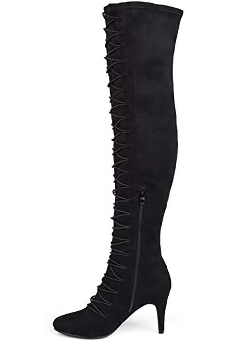 Brinley Co. Women's Trill Vintage Almond Toe Over-The-Knee Boots Color Black Size 12M