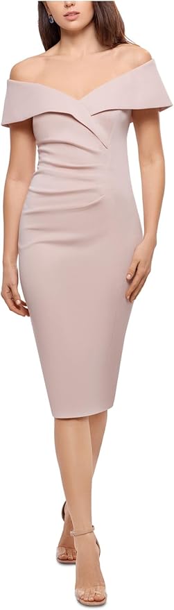 XSCAPE Off-the-Shoulder Sheath Dress  Blush Pink Size 16