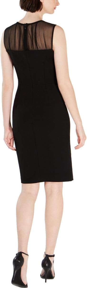 Calvin Klein Women's Petite Sleeveless Sheath w/ Illusion Neck Yolk  Color Black Size 6P