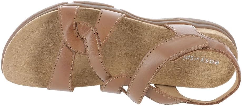 Easy Spirit Minny Criss-Cross Front Leather Slingback Sandal  Medium Brown Leather Size 8.5