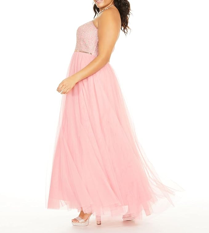City Studios Plus Size Embellished Tulle Ball Gown  Color Passion Pink Size 18W