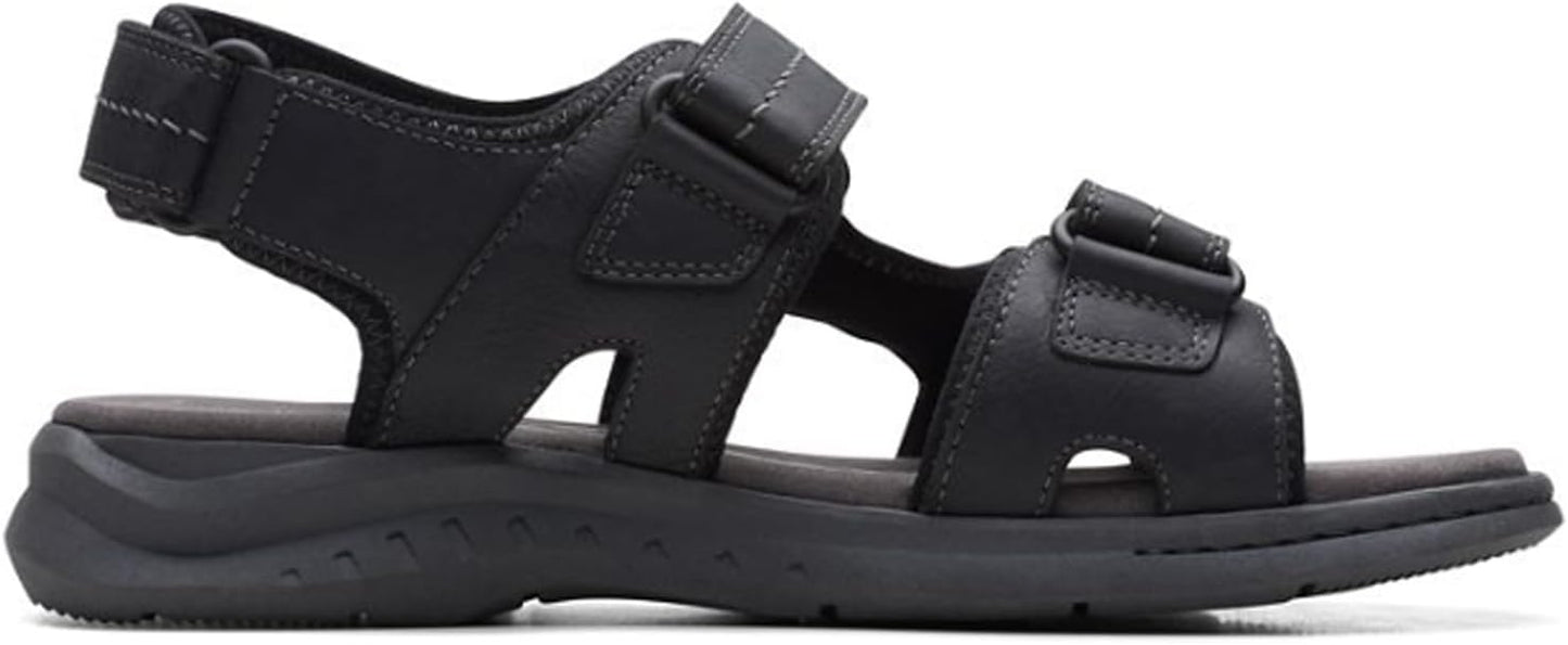 Clarks Men's Walkford Casual Walk Sandals  Color Black Leather Size 10.5M
