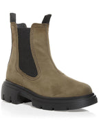 PAUL GREEN Women's Suede Lug Pull-On Chelsea Boots  Color Olive Nubuck Size 8M