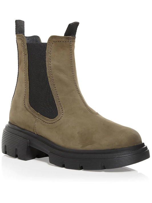PAUL GREEN Women's Suede Lug Pull-On Chelsea Boots  Color Olive Nubuck Size 8M