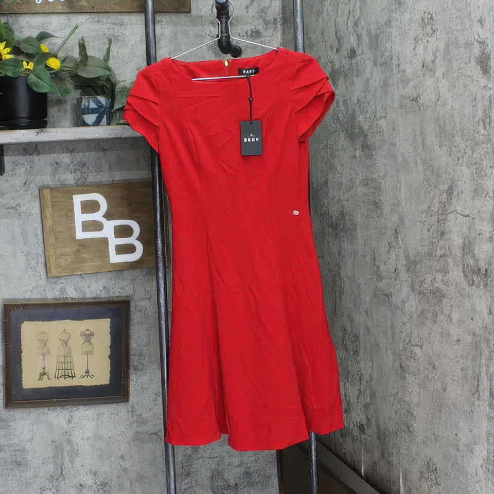 DKNY Women's Tulip Sleeve Fit & Flare Dress  Color Red Size 6