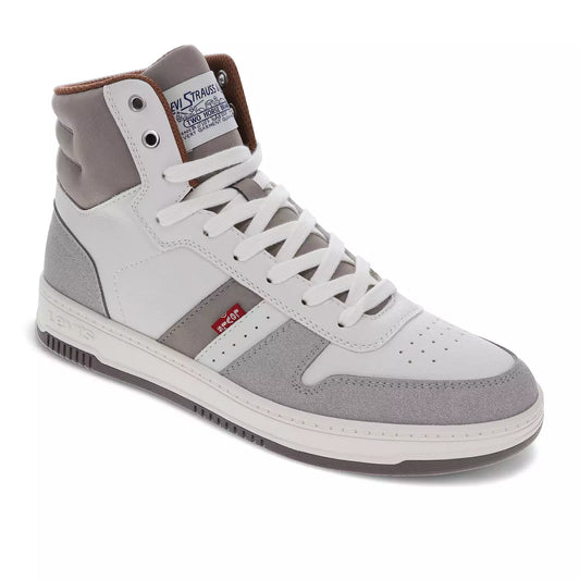 Levis Men's Drive High-top La Winter Sneakers  White/Cappuccino/Mocha Size 12