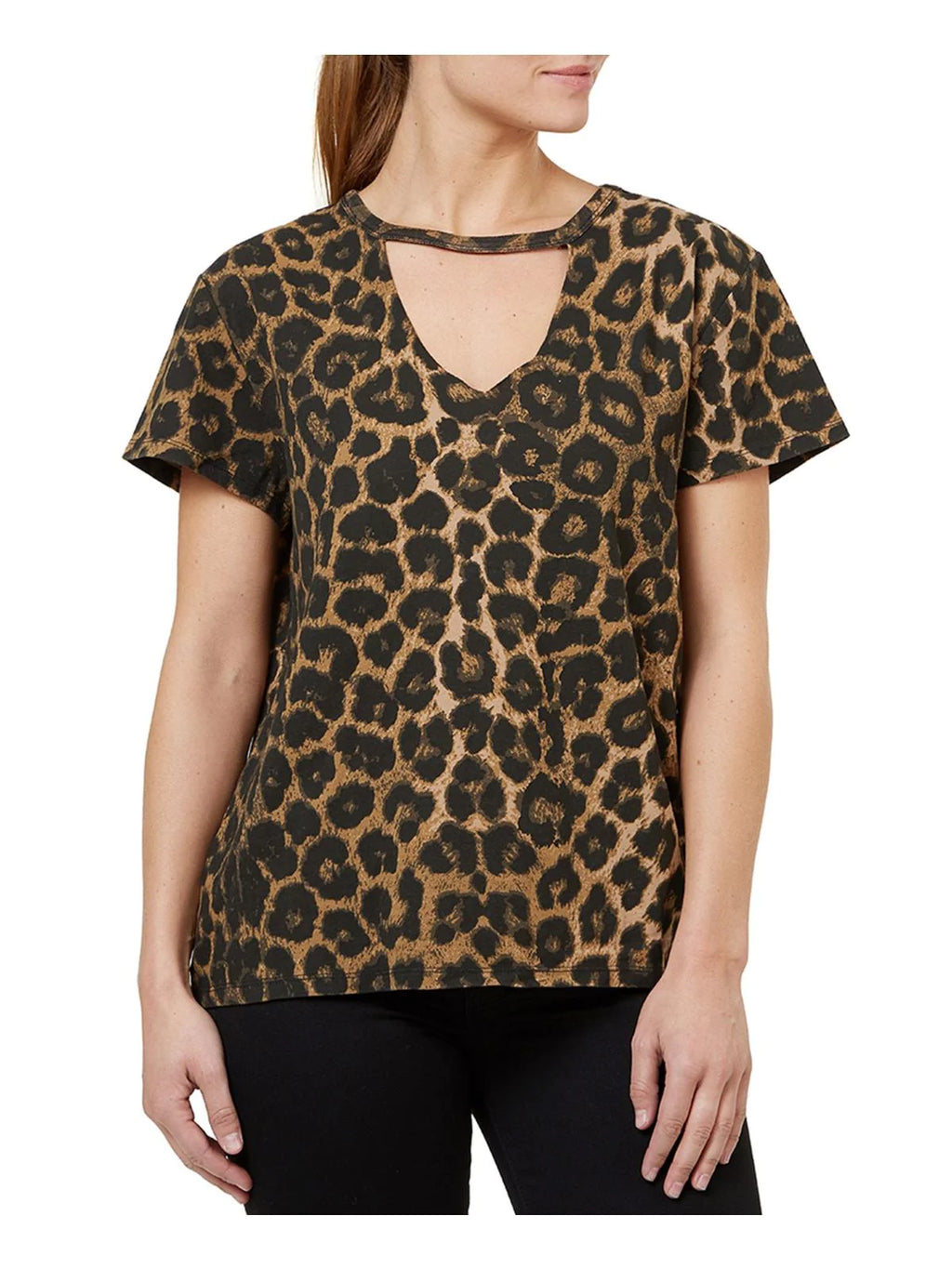 Numero Women's Cotton Leopard-Print Ribbed T-Shirt  Color Leopard Size S