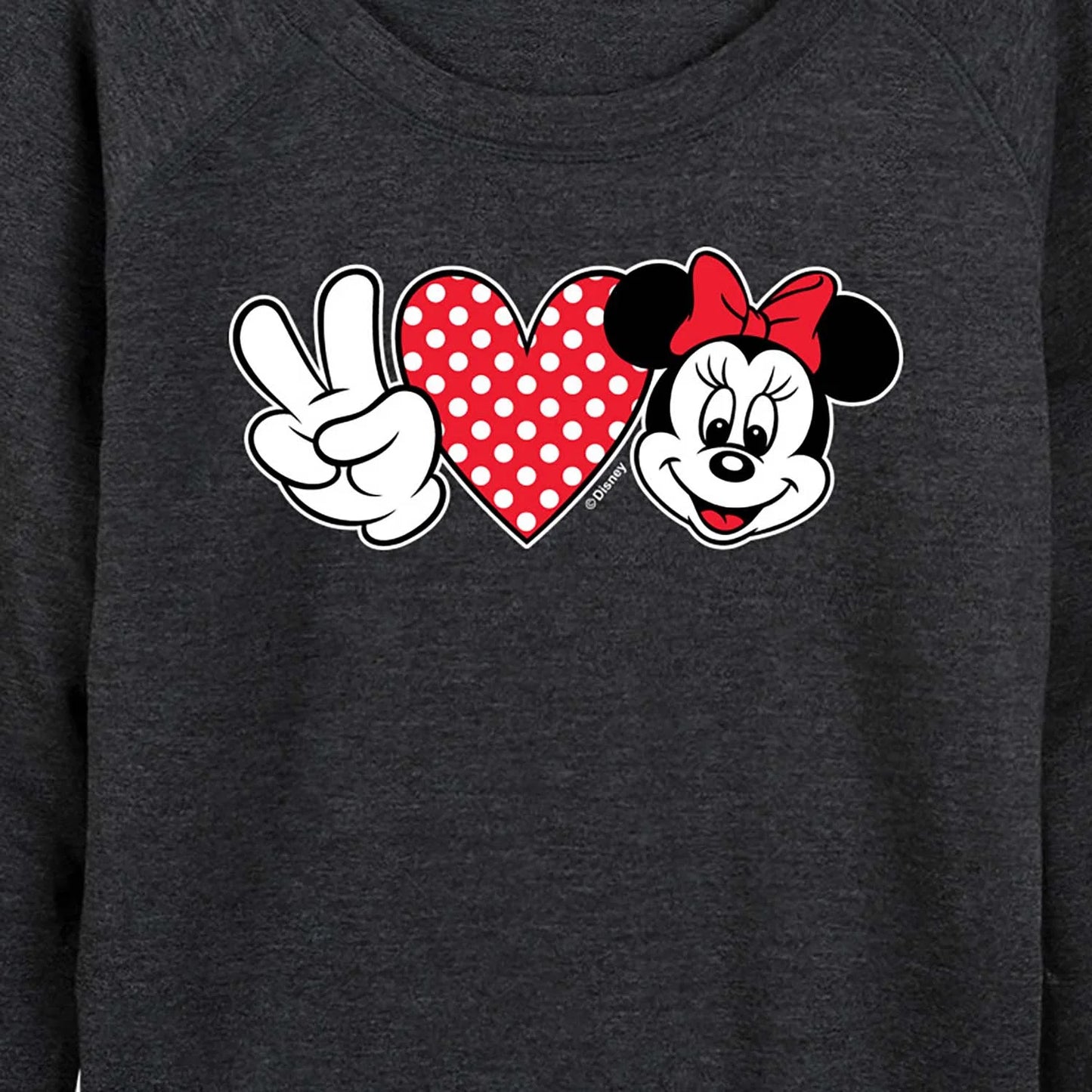 DISNEY Women's Plus Peace Love Minnie French Terry Pullover  Charcoal Size 2XW (No Tag)