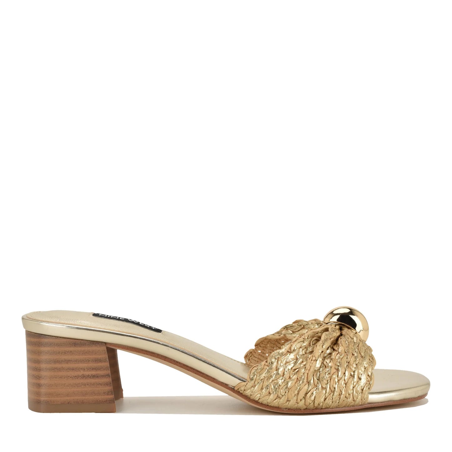 Nine West Women's Gerry Ornament Mule Sandals  Gold Woven Size 6
