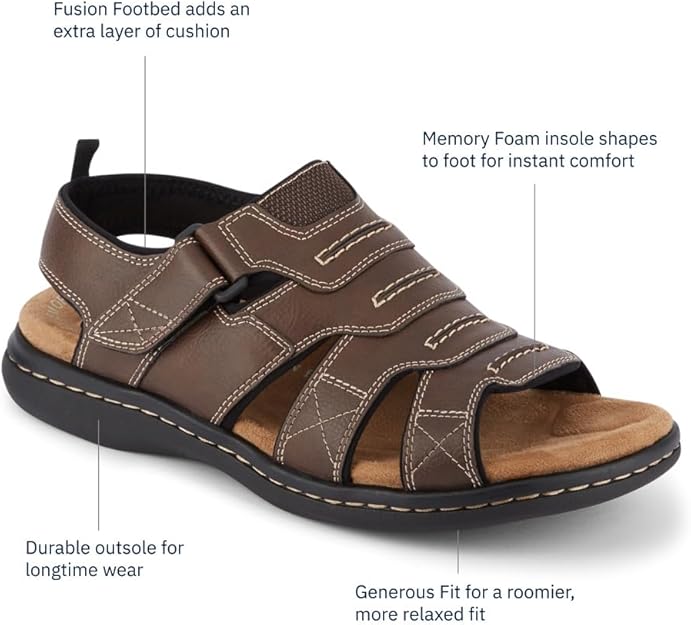 Dockers Men's Shorewood Open-Toe Fisherman Sandal  Briar Size 7